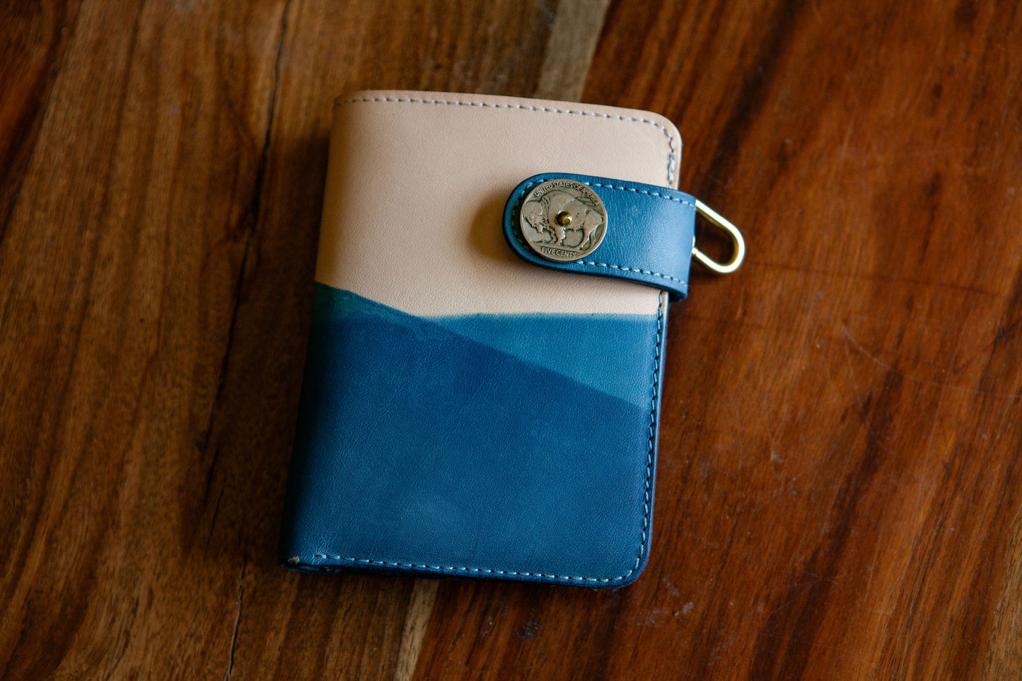 Vintage Buffalo Nickel Indigo Snap Wallet