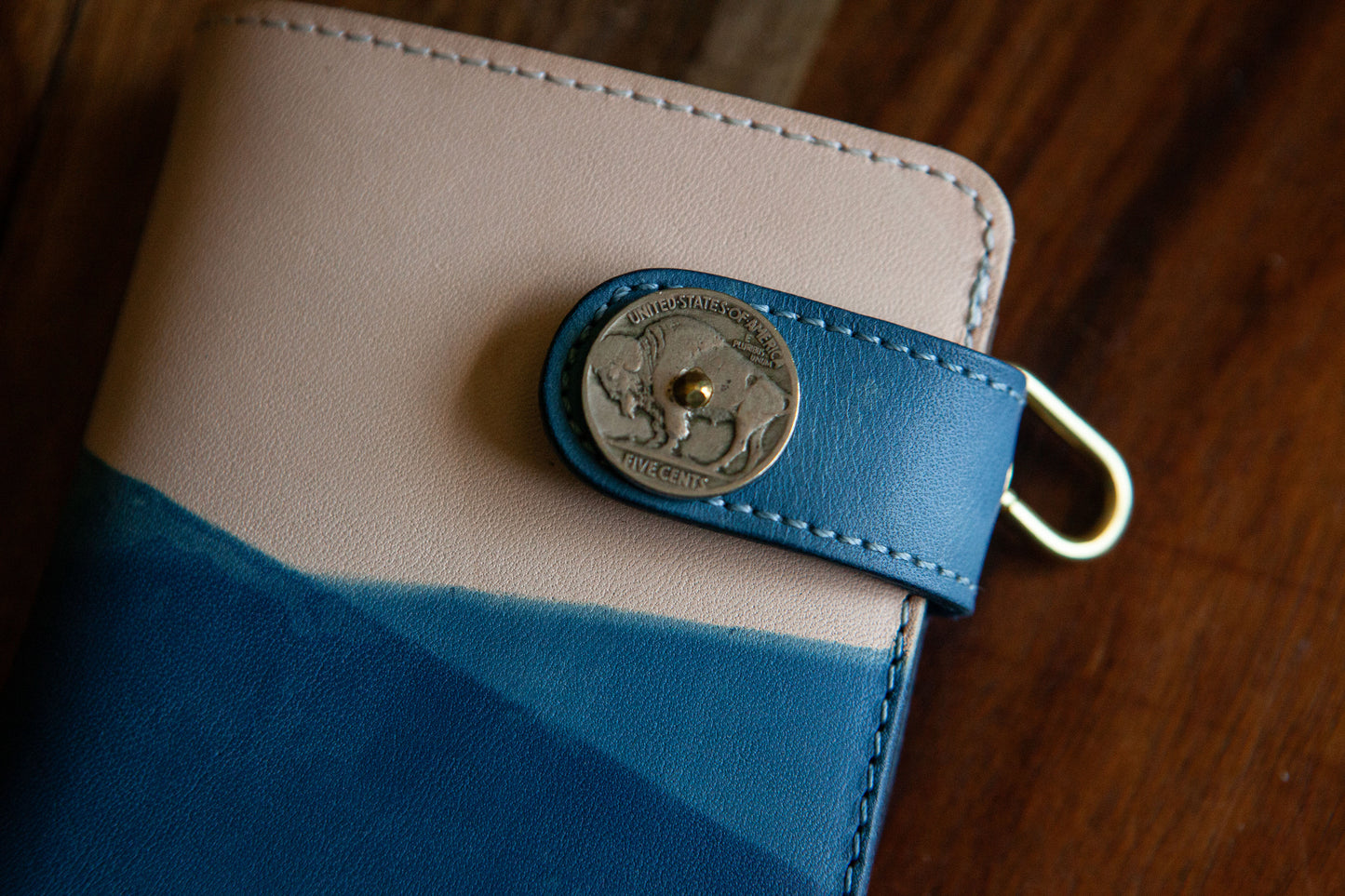 Vintage Buffalo Nickel Indigo Snap Wallet