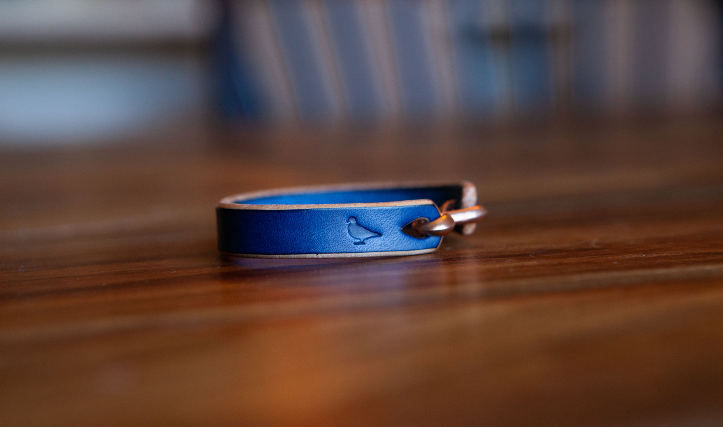 Natural Indigo Dyed Vegetable Tanned Leather Cuff