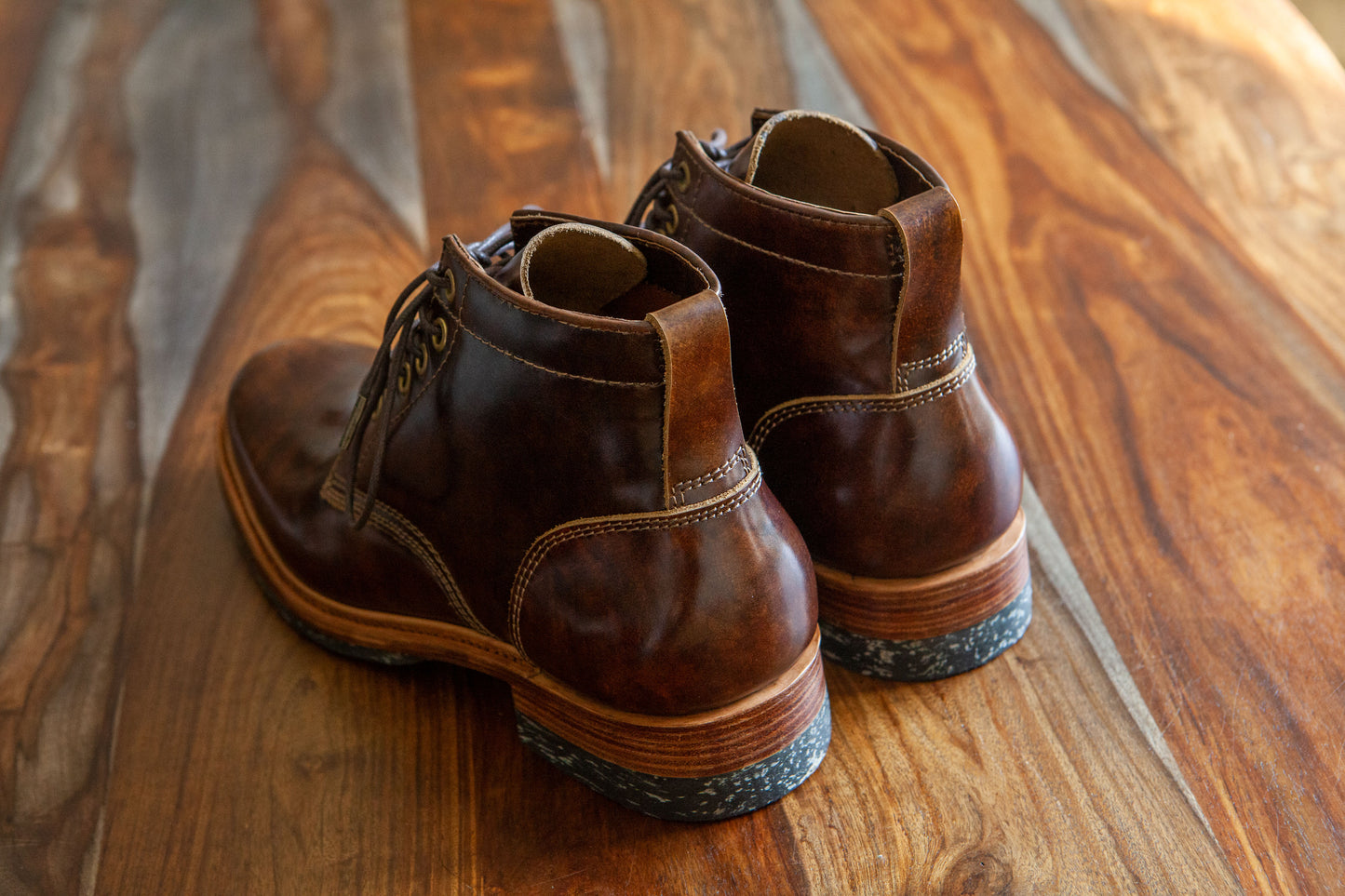 Pigeon Tree X Santalum Collab No. 4.5 - The Hand Marbled Brown Vegetable Tanned Boot